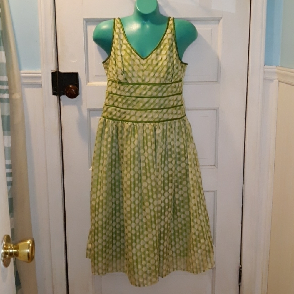 Catos green polka dot sleeveless summer dress